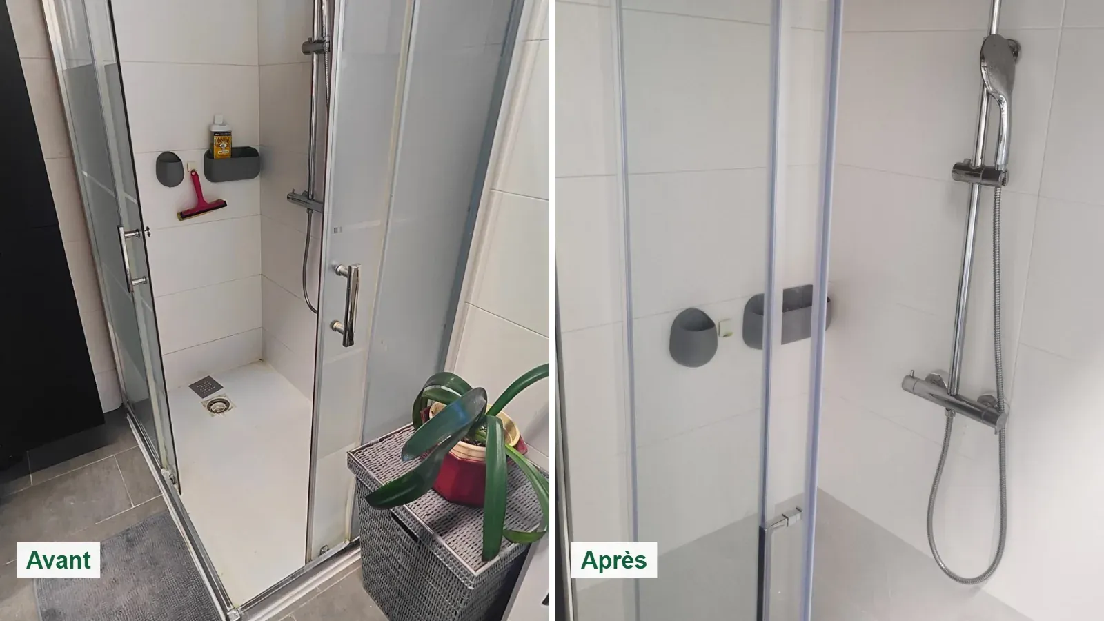 Douche avant et après le remplacement du receveur et de la paroi